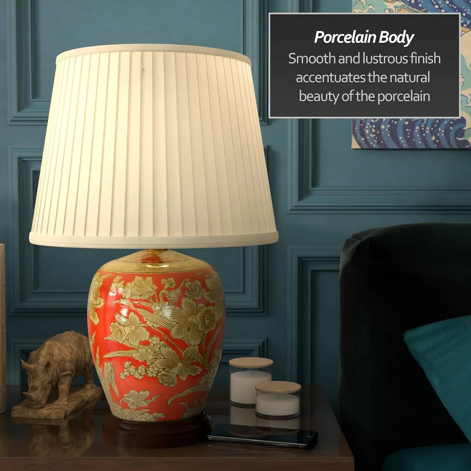 Red Lantern 21" Floral Bouquet Jar Lamp