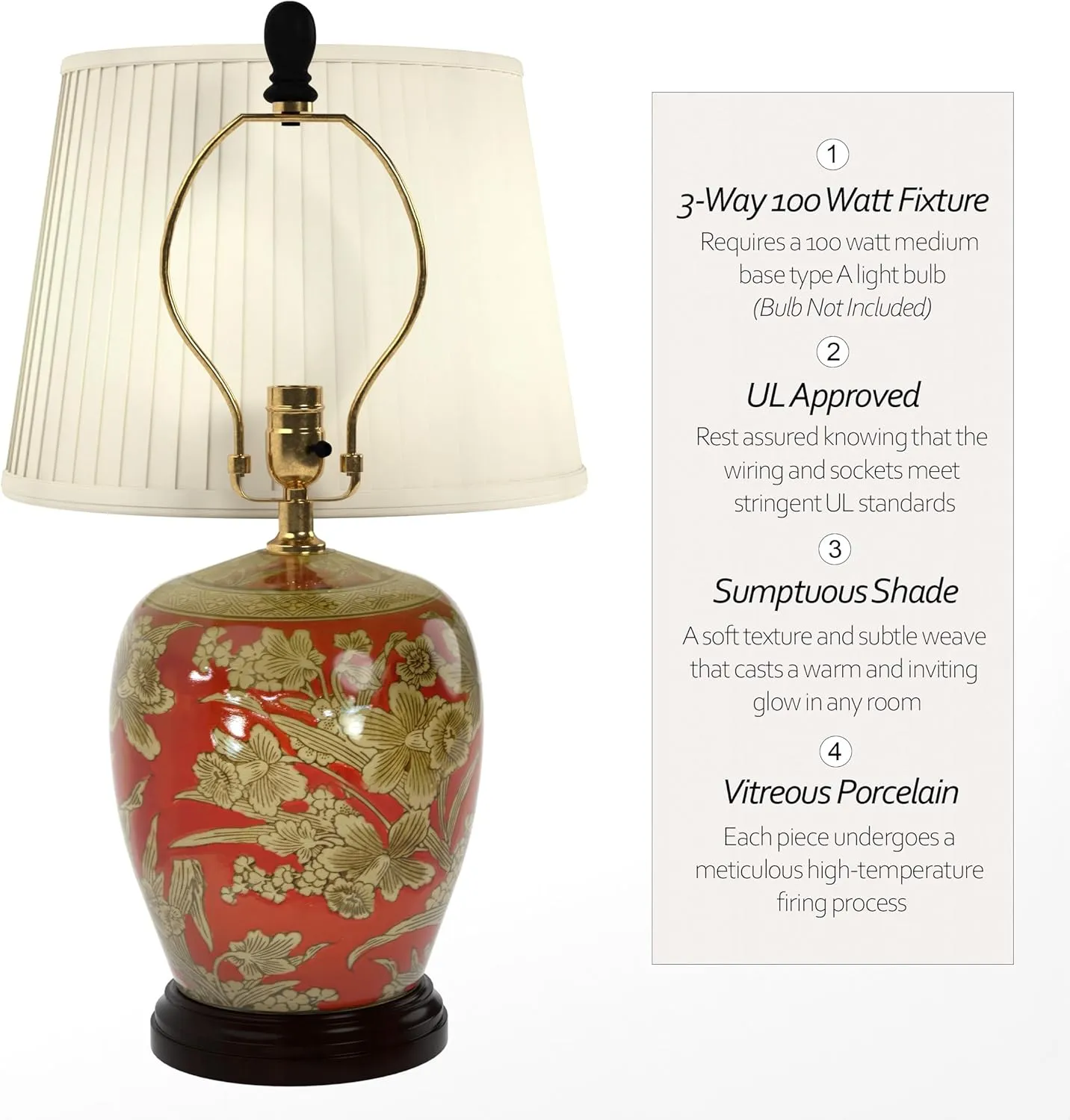 Red Lantern 21" Floral Bouquet Jar Lamp