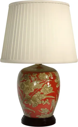 Red Lantern 21" Floral Bouquet Jar Lamp