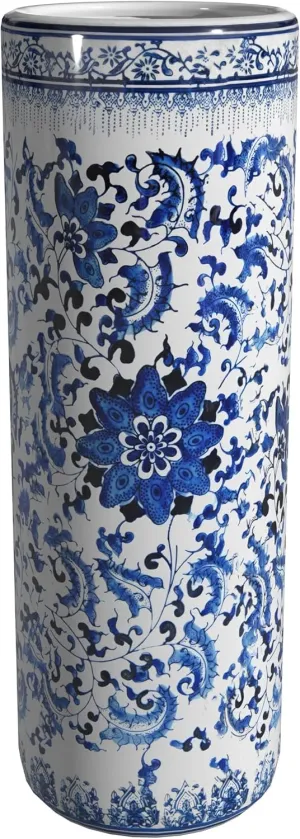 Red Lantern 24" Floral Blue & White Porcelain Umbrella Stand