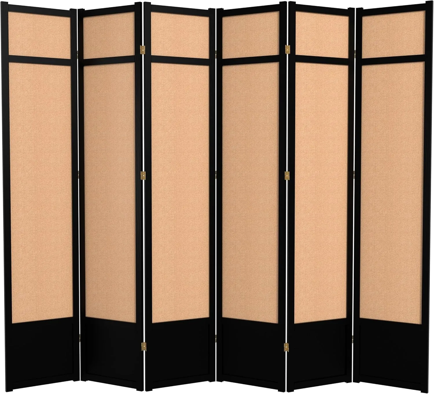 Red Lantern 7 ft. Tall Jute Shoji Screen-6 Panel-Black Room Divider