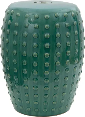 Red Lantern Blue-Green Porcelain Garden Stool Seating, 18" high