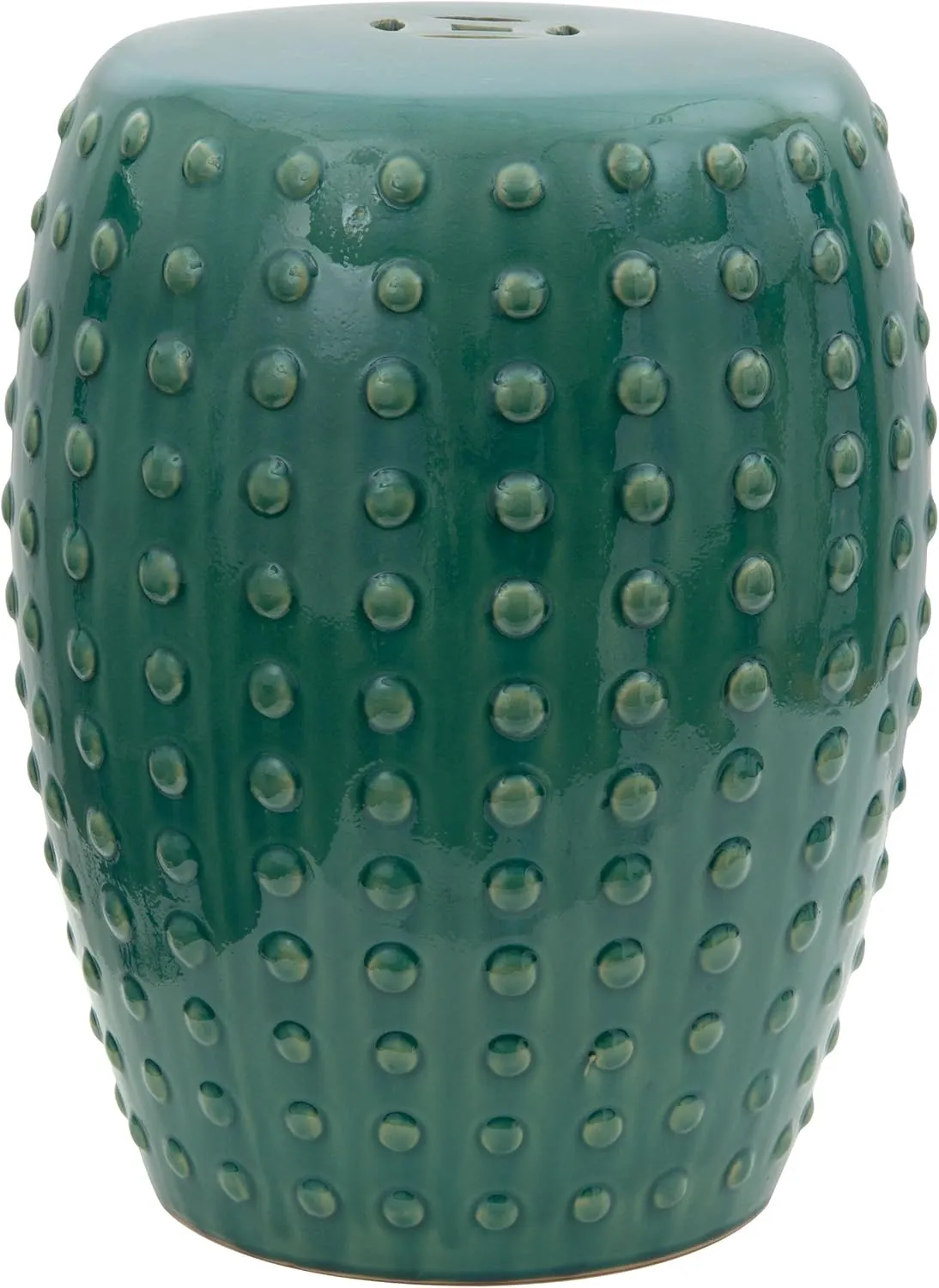 Red Lantern Blue-Green Porcelain Garden Stool Seating, 18" high