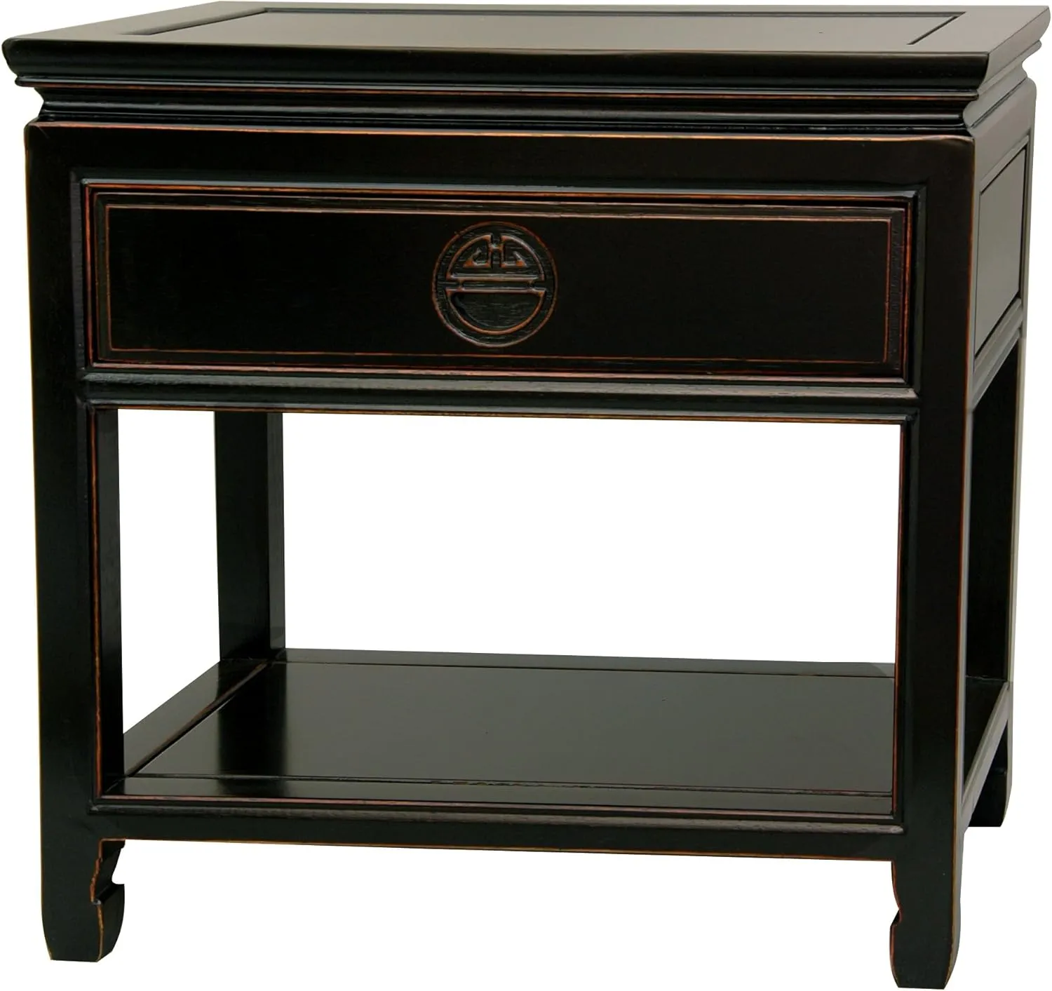 Red Lantern Elegant End Antique Black Table
