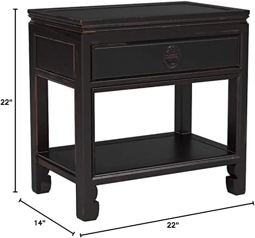 Red Lantern Elegant End Antique Black Table