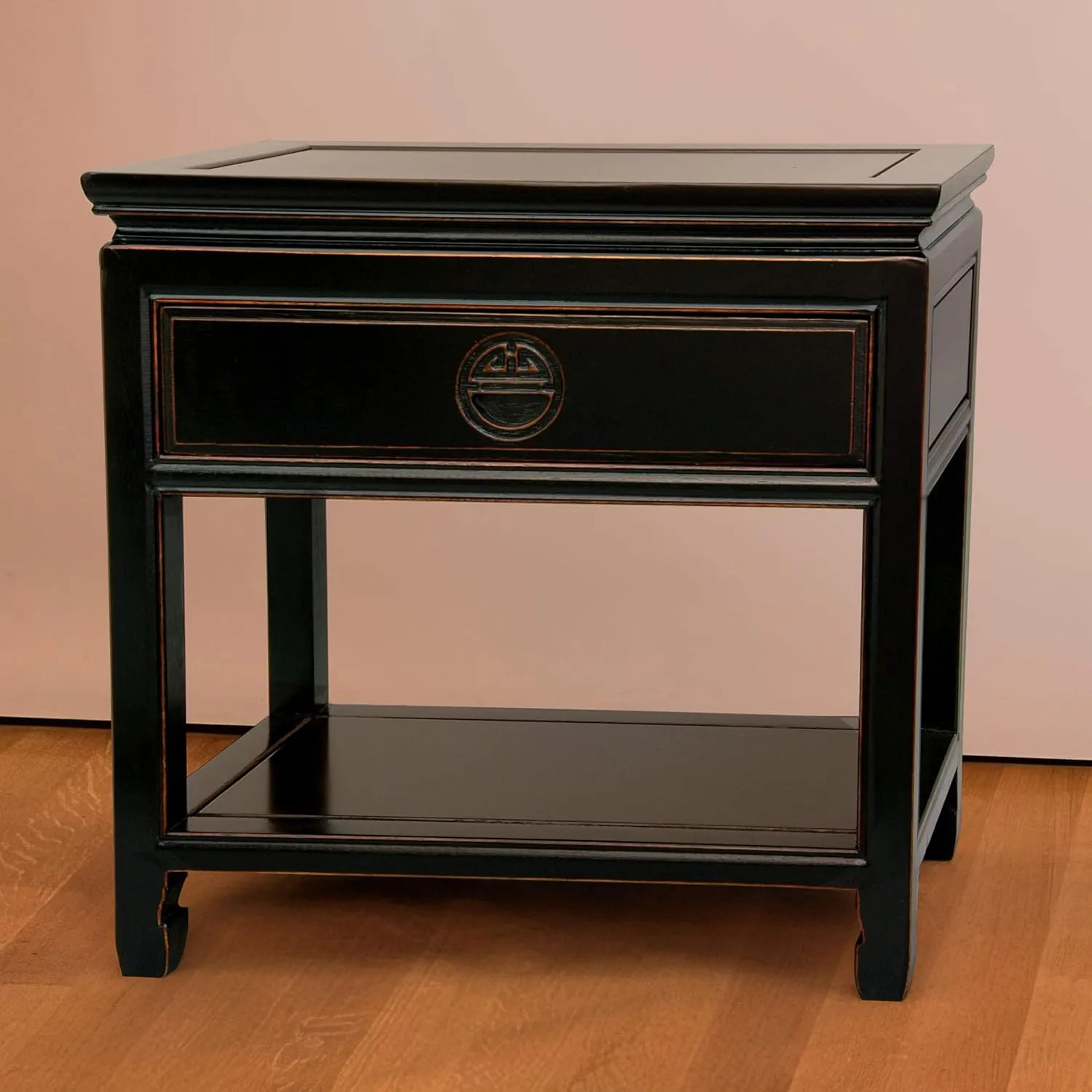 Red Lantern Elegant End Antique Black Table
