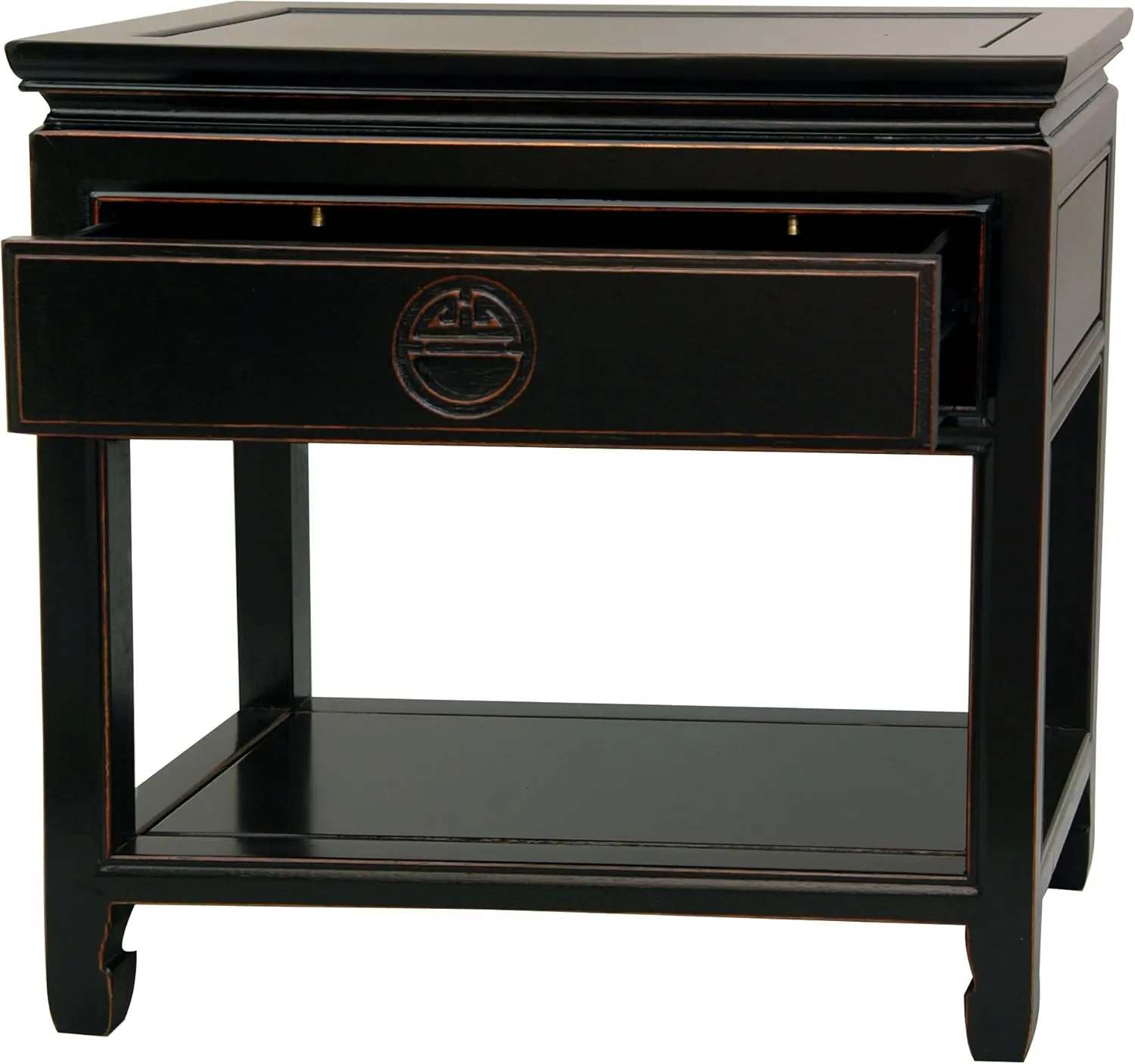 Red Lantern Elegant End Antique Black Table