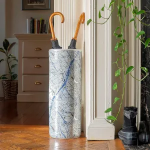 Red Lantern Oriental Furniture 24" Abstract Blue & Silver Umbrella Stand