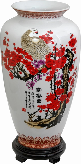 Red Lantern 14" Cherry Blossom Porcelain Tung Chi Vase