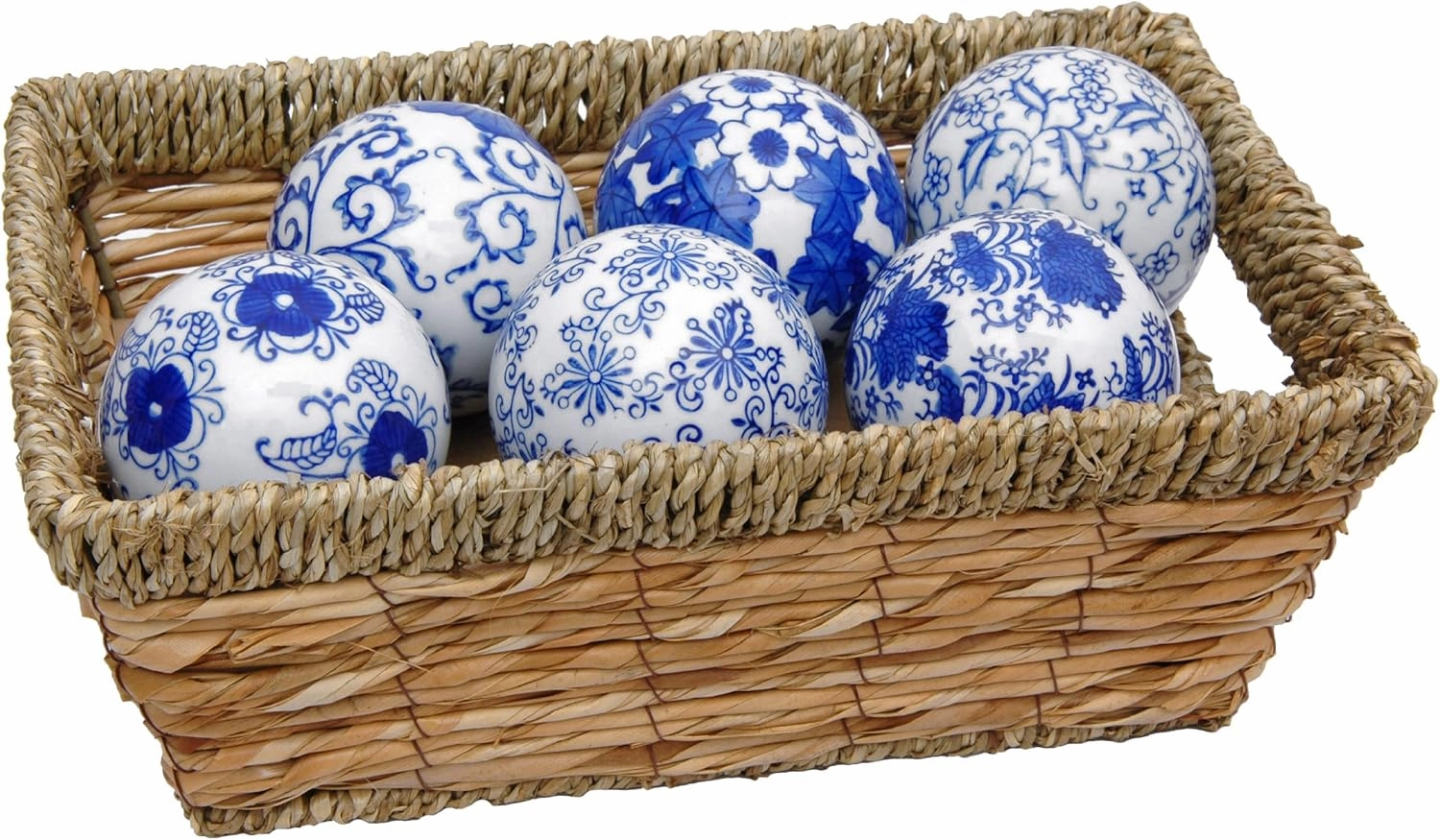 Red Lantern 3" Blue & White Decorative Porcelain Ball Set