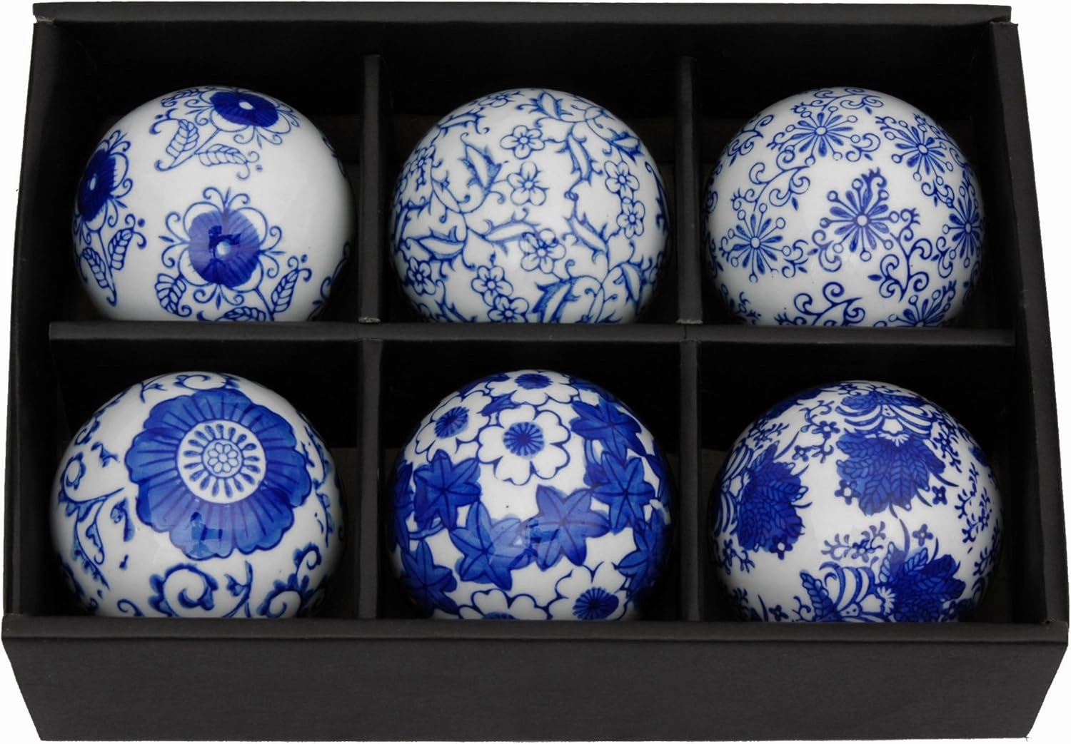 Red Lantern 3" Blue & White Decorative Porcelain Ball Set