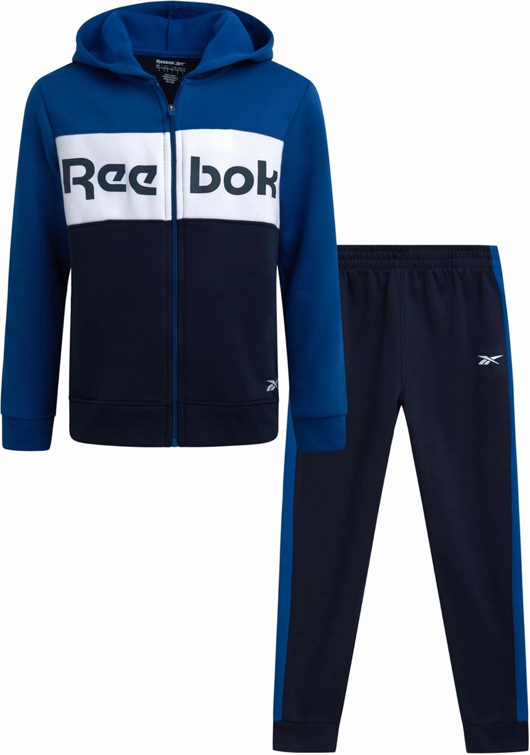 Reebok Boys' Active Sweatsuit - 2 Piece Performance Fleece Zip Hoodie Sweatshirt and Jogger Sweatpants - Activewear Set, 8-14