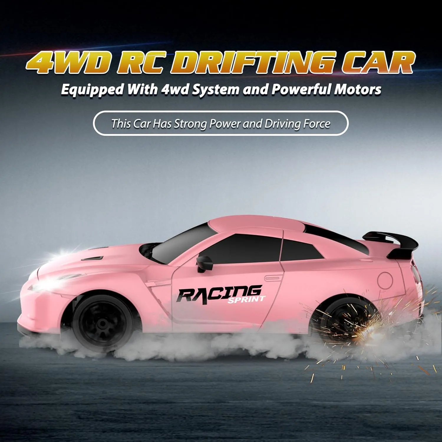 Remote Control Car RC Drift Car 2.4GHz 1:24 Scale 4WD High Speed RC Cars Vehicle with LED Lights Batteries and Drifting Tires Racing Sport Toy Cars for Adults Boys Girls Kids Gift
