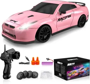 Remote Control Car RC Drift Car 2.4GHz 1:24 Scale 4WD High Speed RC Cars Vehicle with LED Lights Batteries and Drifting Tires Racing Sport Toy Cars for Adults Boys Girls Kids Gift