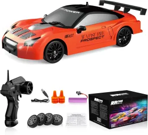 Remote Control Car RC Drift Car 2.4GHz 1:24 Scale 4WD High Speed RC Cars Vehicle with LED Lights Batteries and Drifting Tires Racing Sport Toy Cars for Adults Boys Girls Kids Gift