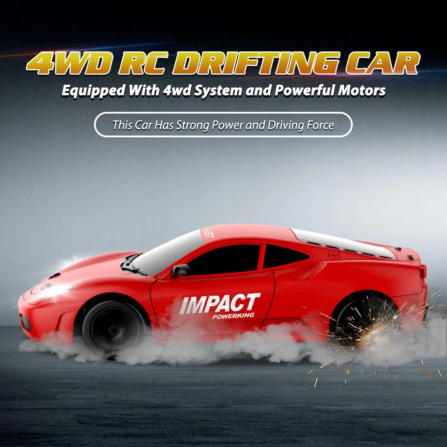 Remote Control Car RC Drift Car 2.4GHz 1:24 Scale 4WD High Speed RC Cars Vehicle with LED Lights Batteries and Drifting Tires Racing Sport Toy Cars for Adults Boys Girls Kids Gift