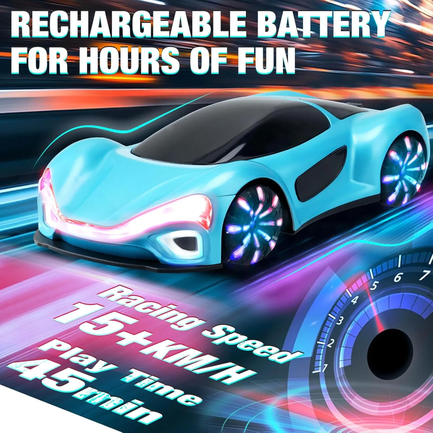 Remote Control Car Toy for Kids 6 7 8 Year Old Boy: Drift RC Stunt Car with Light Spray & Sound, Programmable RC Cars, Birthday Gifts Racing Toy for 8-12 Years Old Boy Girls, Blue