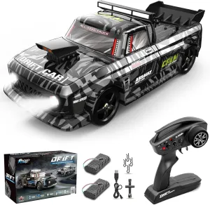 Remote Control Drift Car, 1:12 Scale 4WD Rechargeable RC Car 30KM/H High-Speed Racing Vehicle with LED Lights 2 Batteries Gifts for Boys Girls Kids, Camouflage Black
