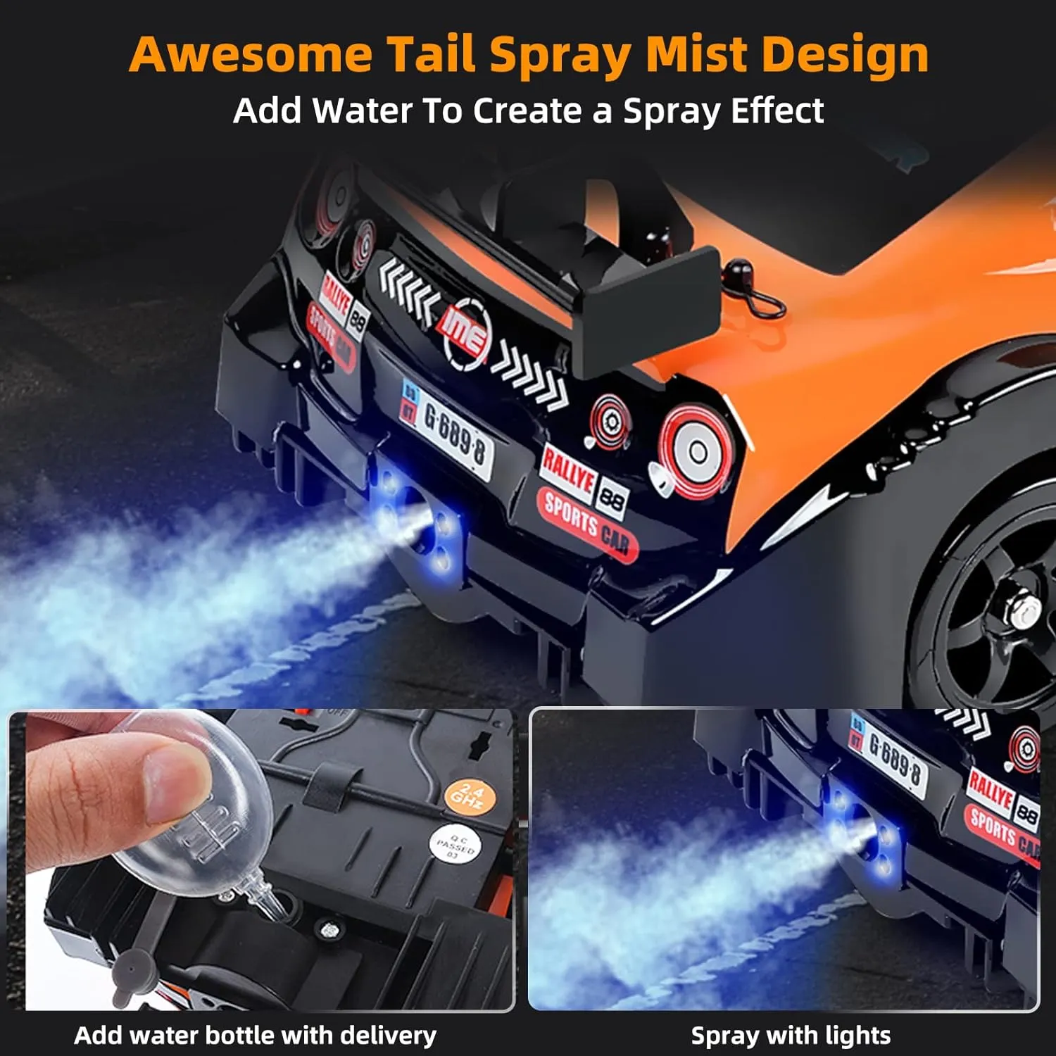 Remote Control Drift Car for Adults - 1/16 2.4GHz Small 4WD RC With LED Lights, Rechargeable Battery, and Drifting Tires - Toy for Boys and Kids