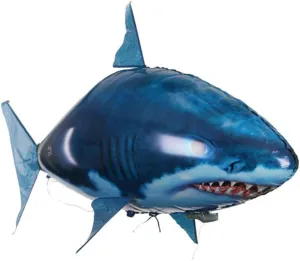 Remote Control Shark Toys Swimming Fish RC Animal Toy Infrared RC Fly Air Balloons Clown Fish Toy Gifts Party Decoration Balloon ANTI-GRAVITY INDOOR TOY HOVERS and FLOATS in MID-AIR (Blue)