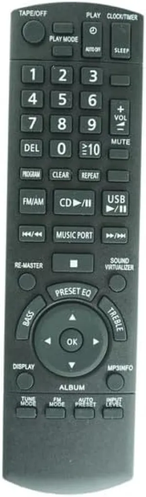 Replacement Remote Control for Panasonic RX-D55 RX-D50 N2QAYA000009 N2QAYA000008 RX-D55A RX-D50EG RX-D50EB RX-D50AEG-S RX-D50GN RX-D45 Portable Stereo CD System