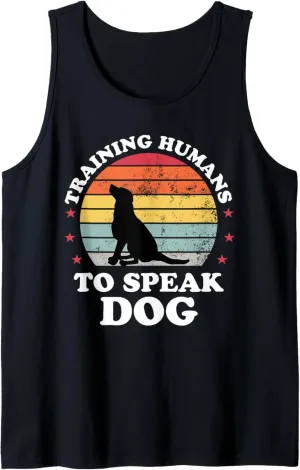Retro Dog Commands Obedience Training Funny Dog Trainer Tank Top