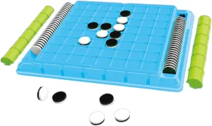 Reversi Strategy Board Game Interactive Toy with Storage Chess Function Challenge Brain Game for 6 Years and up Kids Present, Blue