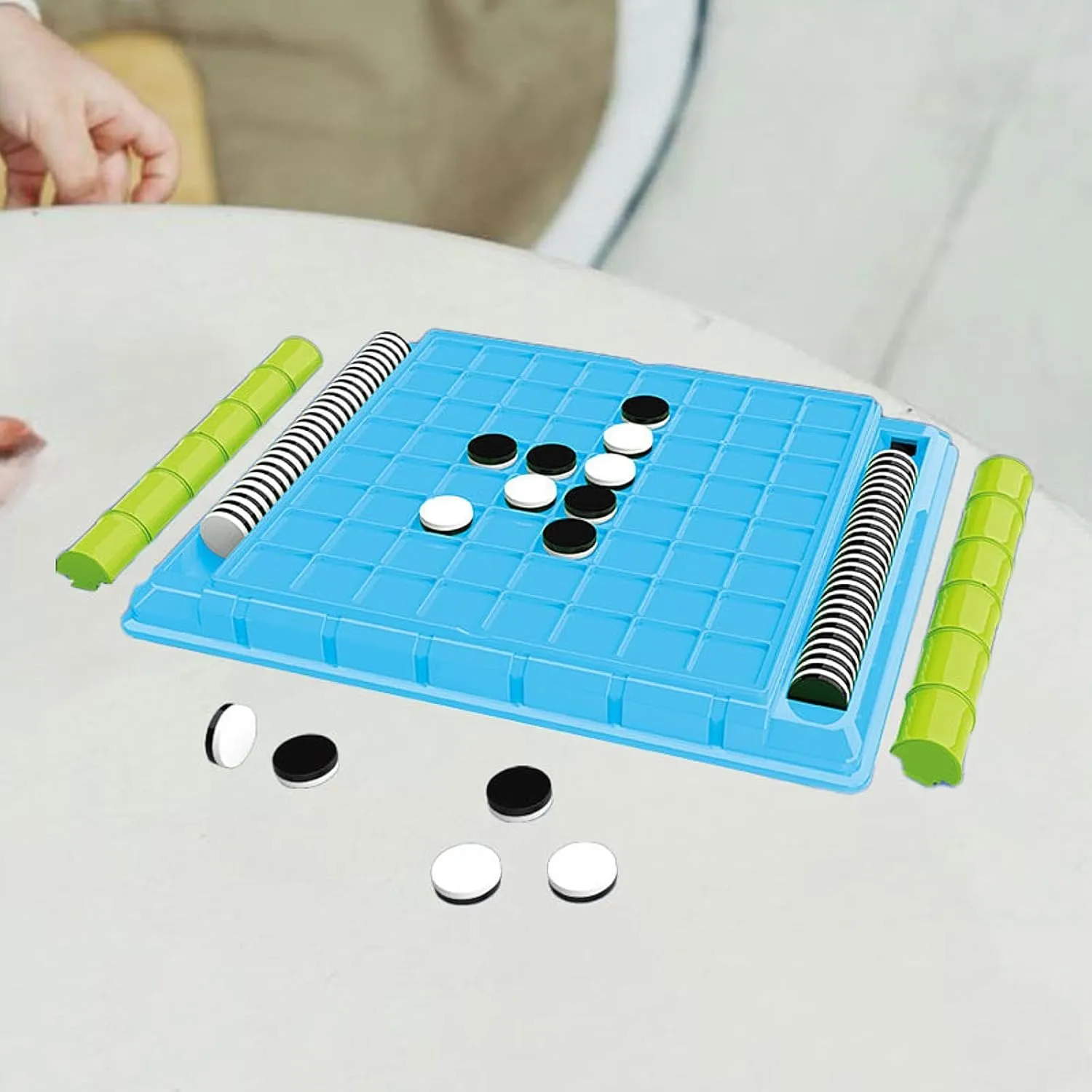 Reversi Strategy Board Game Interactive Toy with Storage Chess Function Challenge Brain Game for 6 Years and up Kids Present, Blue