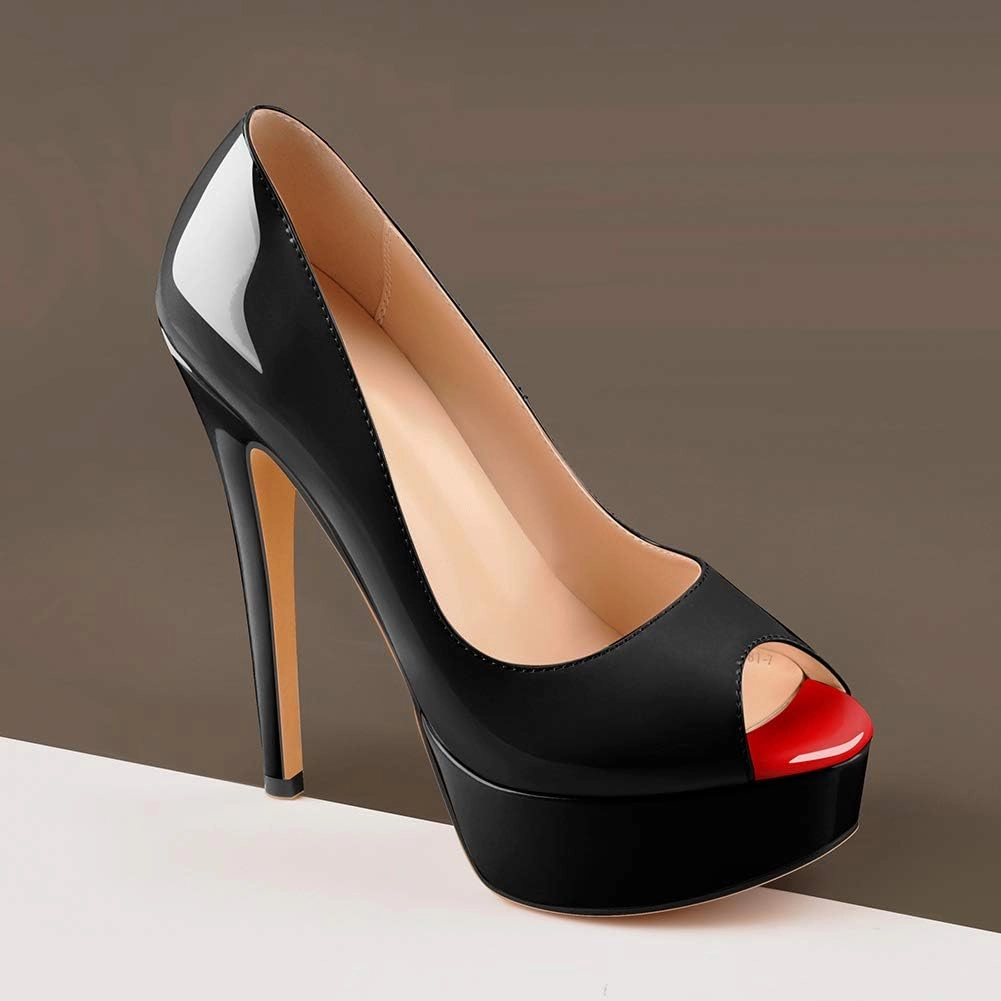 Richealnana Women's Peep Toe Platform Classic Pumps