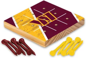 Rico Industries NFL Football Washington Commanders 4.25'' x 4.25'' Wooden Travel Sized Tic Tac Toe Game - Toy Peg Games - Family Fun