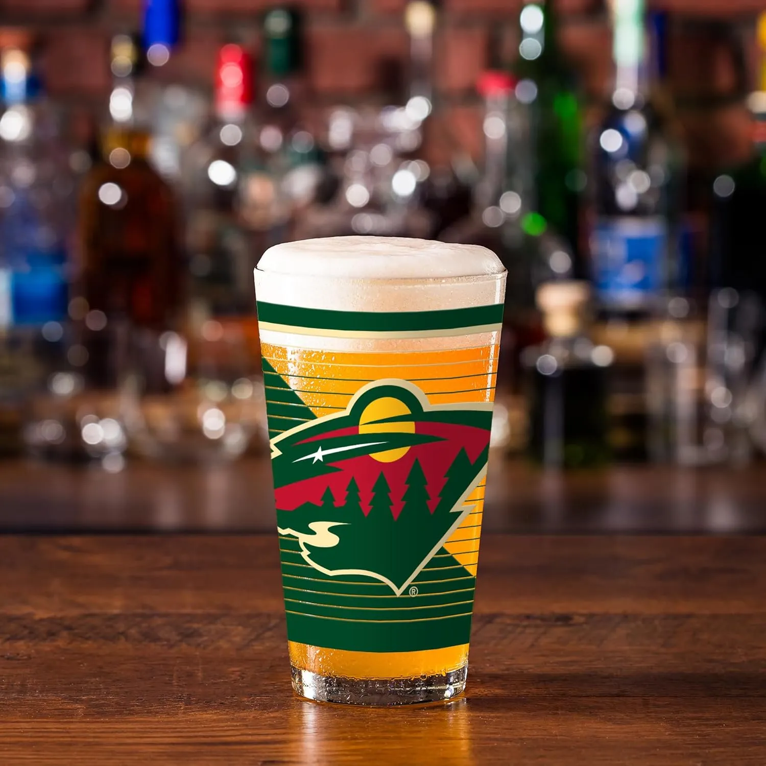 Rico Industries NHL Hockey16 oz Pint Glasses with Digitally Printed Logo, Practical Set of 2 Classic Drinking Glasses, Dishwasher Safe, Great for Water, Beer, Iced Tea, and More