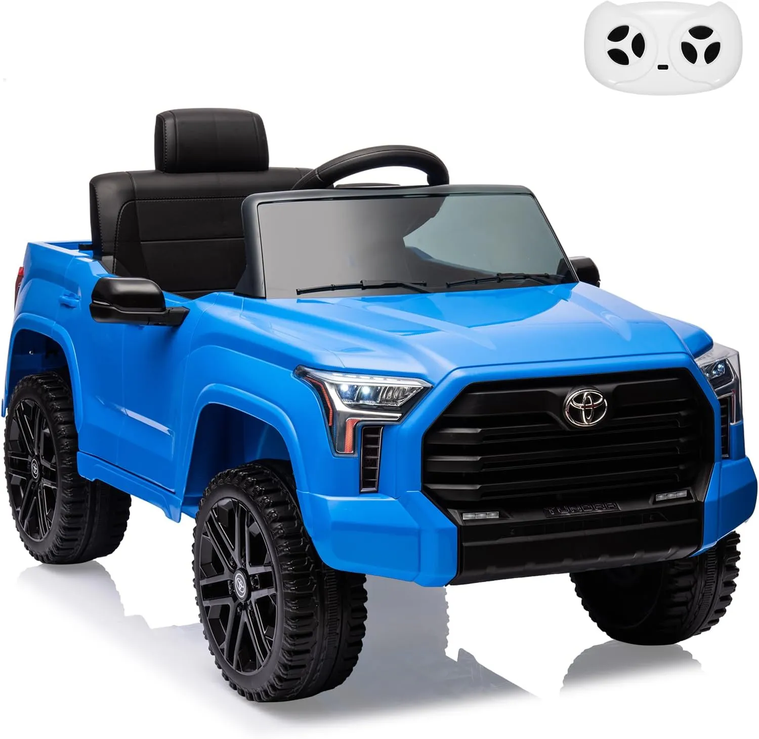Ride on Truck Car, 12V Licensed Toyota Tundra Ride on Car w/Remote Control, Battery Powered Electric Car with4 Wheels Spring Suspension, 3 Speeds, LED Lights, Gift for 3  Kids-Blue