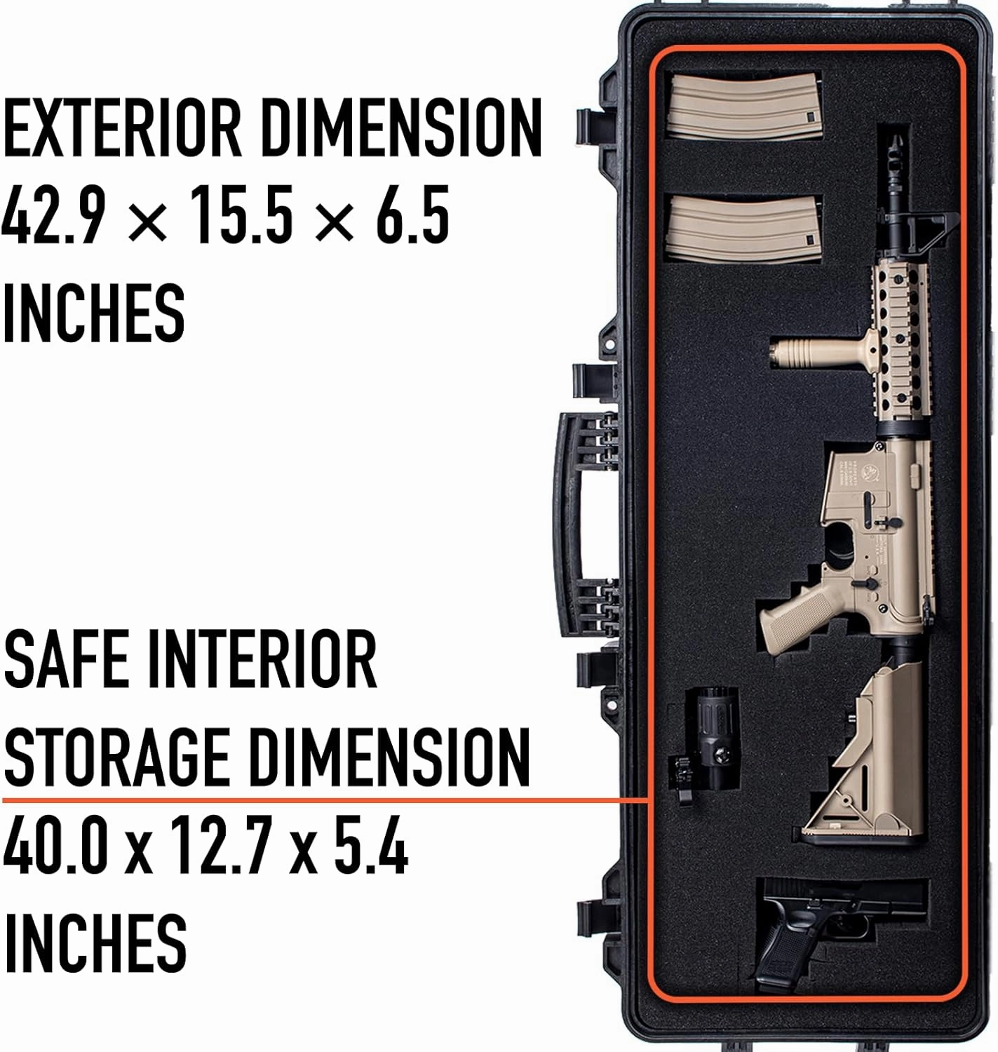 Rifle Case, Mil-Spec, 3 Layer Pick and Pluck Cube Foam 43~54.3 in,4~6 latches,IP67