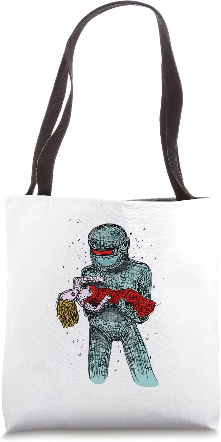 Robots and Rescues Unite: Retro Sci-Fi Movie Vintage T Tote Bag