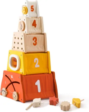 Rocket Stack Tower Activity Cube – 5-Layer Fabric Educational Toy with Unique Color Palette for Interactive Matching & Modular Play