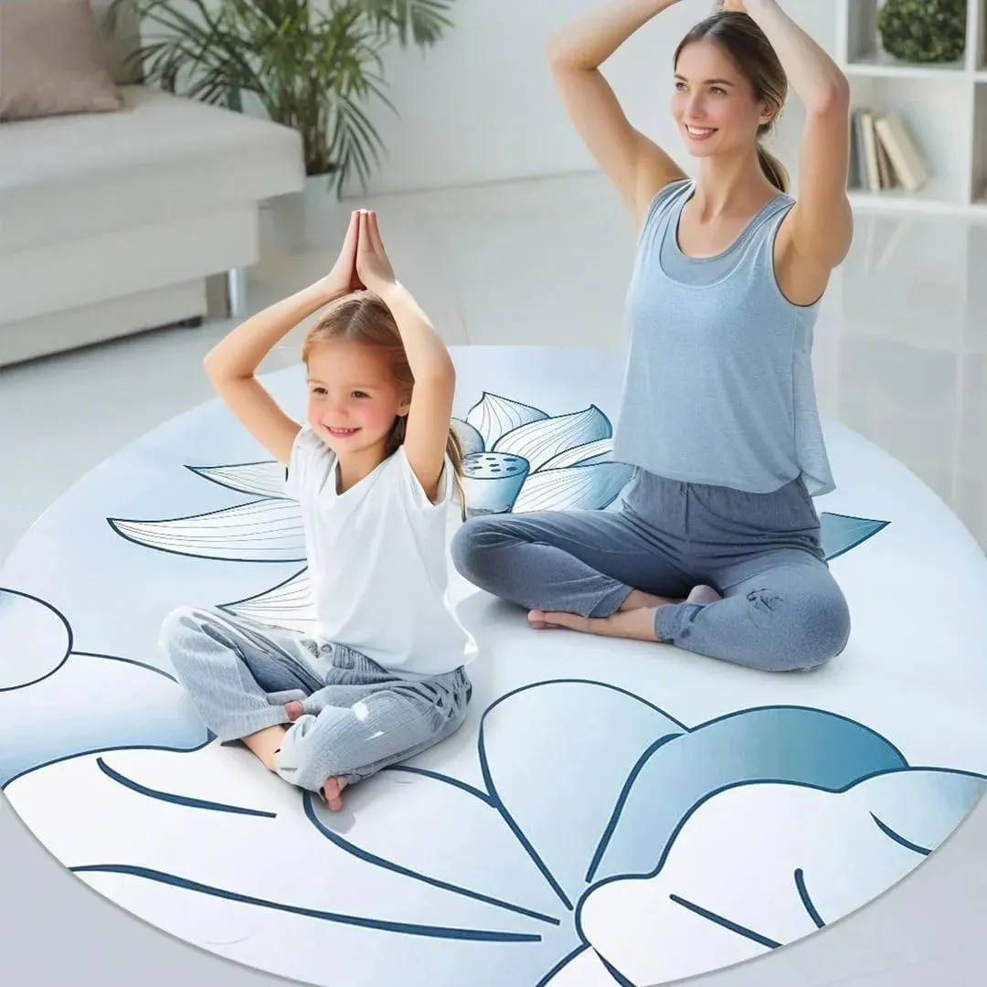 Round Meditation Yoga Mat - Large Lotus Non Slip Natural Rubber Mat for Home, Outdoor Exercise, Meditation, Stretching and Yoga (4Ft)