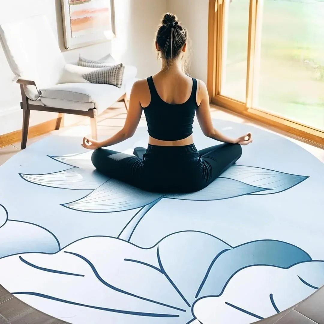 Round Meditation Yoga Mat - Large Lotus Non Slip Natural Rubber Mat for Home, Outdoor Exercise, Meditation, Stretching and Yoga (4Ft)