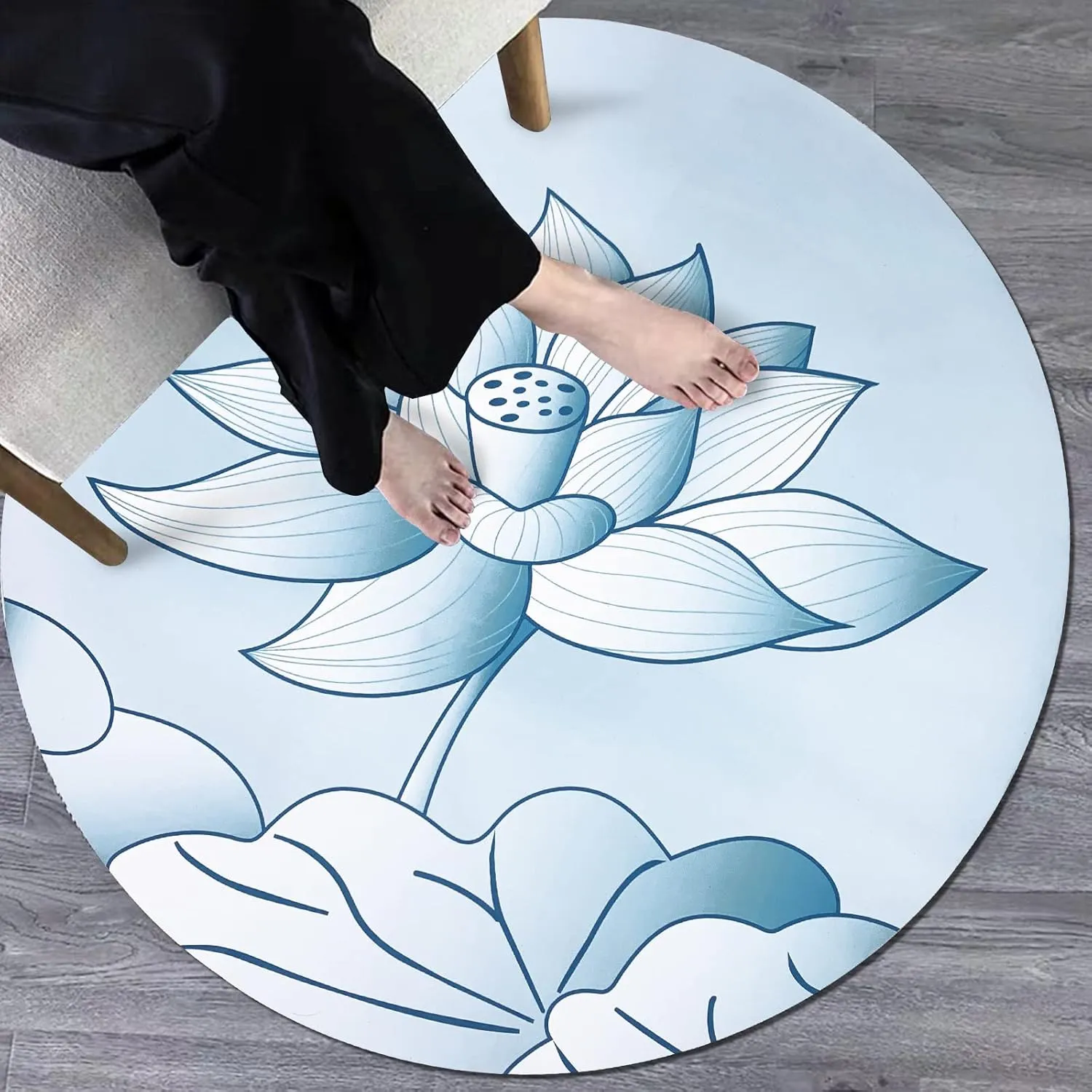 Round Meditation Yoga Mat - Large Lotus Non Slip Natural Rubber Mat for Home, Outdoor Exercise, Meditation, Stretching and Yoga (4Ft)