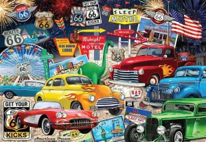 Route 66 Vintage Cars and Trucks Puzzle, 1000 Piece Jigsaw Puzzle
