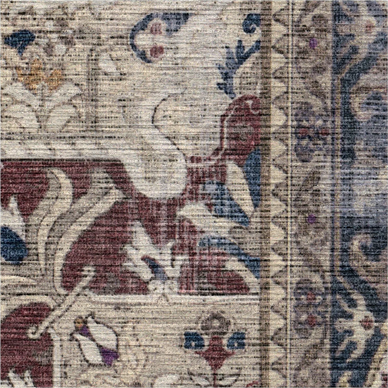 Ruggable Washable 2x10 Runner Rug, Kamran Royal Blue, Premium Rugs for Hallway, Kitchen, Entryway, Living Room, Bedroom, Office with Gripper Non Slip Pad