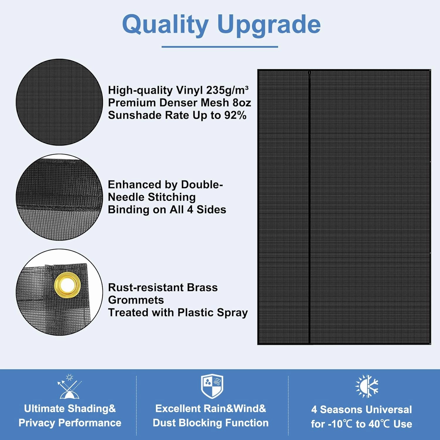 RV Awning Shade Screen with Zipper 8'x14'3", RV Awning Fabric Replacement Complete Kits for Trailer Camper, RV Awning 230GSM 8.2oz, 600D Durable Mesh Blocks 88% Sunlight, Improves Shade&Privacy
