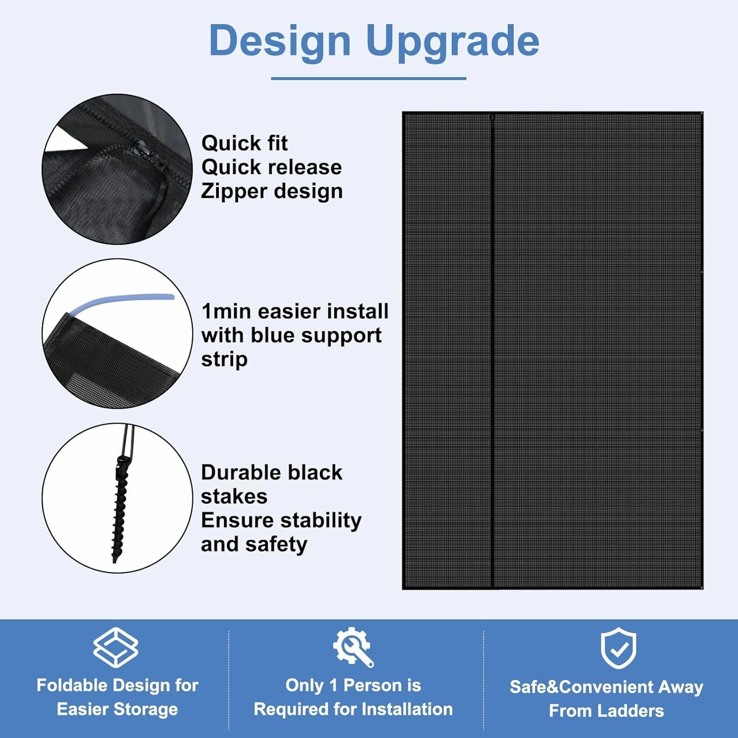 RV Awning Shade Screen with Zipper 8'x14'3", RV Awning Fabric Replacement Complete Kits for Trailer Camper, RV Awning 230GSM 8.2oz, 600D Durable Mesh Blocks 88% Sunlight, Improves Shade&Privacy