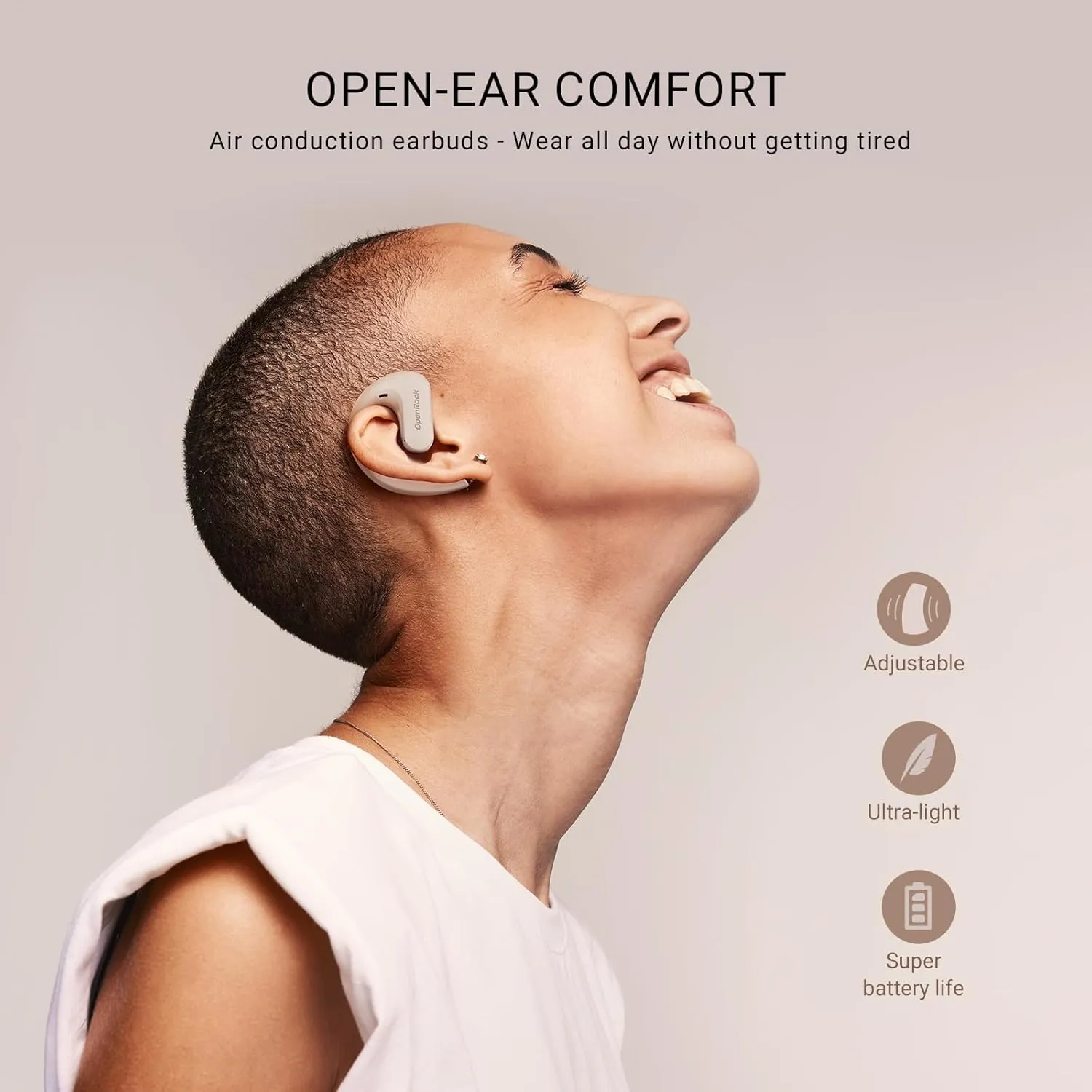 S Open-Ear Air Conduction Headphones, Bluetooth 5.3 Wireless Over-Ear Earbuds, 60H Playtime, Deep Bass, IPX5 Waterproof, Built-in ENC Mic, Sports Earphones for Running Driving Office TV