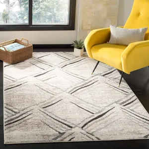 SAFAVIEH Amsterdam Collection Area Rug - 5'1" Square, Cream & Charcoal, Modern Design, Ideal for High Traffic Areas in Living Room, Bedroom, Dining (AMS112A-5SQ)