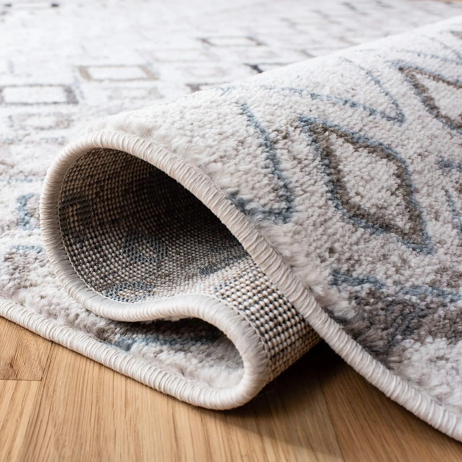 SAFAVIEH Amsterdam Collection Runner Rug - 2'3" x 6', Ivory & Grey, Moroccan Boho Design, Non-Shedding & Easy Care, Ideal for High Traffic Areas in Living Room, Bedroom (AMS108A)