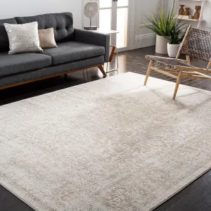 SAFAVIEH Area Rug 8x10 - Evoke Collection - Large - Ivory & Taupe, Oriental Distressed Design, Non-Shedding & Easy Cleaning, Ideal for Living Room, Bedroom, Office, Dining Space (EVK256E)