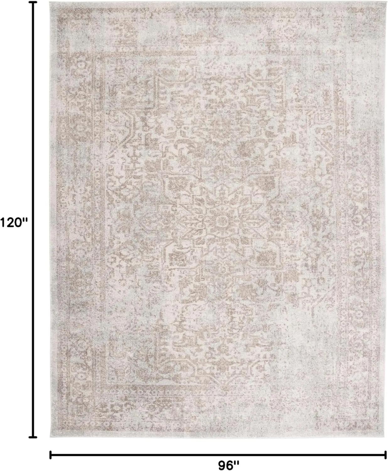 SAFAVIEH Area Rug 8x10 - Evoke Collection - Large - Ivory & Taupe, Oriental Distressed Design, Non-Shedding & Easy Cleaning, Ideal for Living Room, Bedroom, Office, Dining Space (EVK256E)