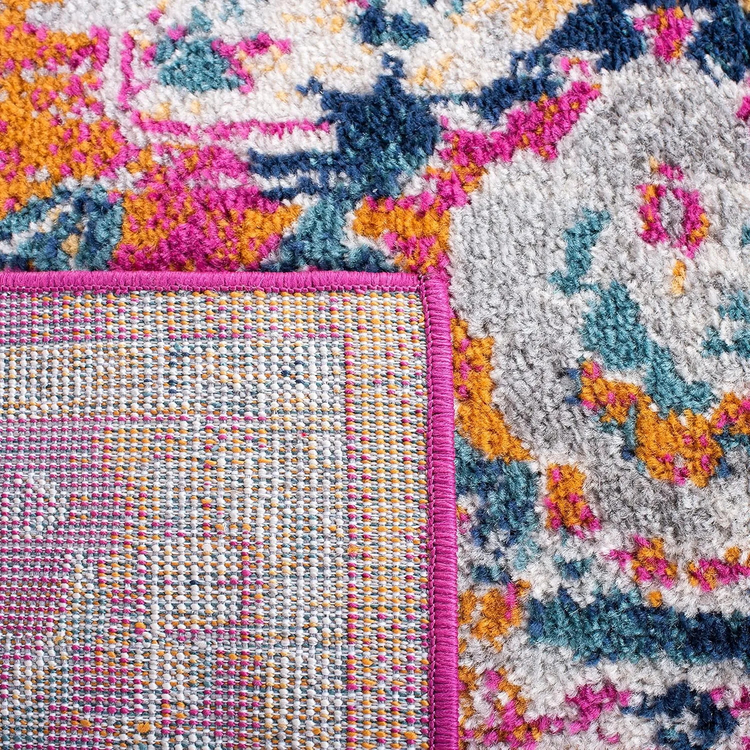 SAFAVIEH Area Rug 8x10 - Madison Collection - Large - Fuchsia & Gold, Boho Chic Medallion Design, Non-Shedding & Easy Cleaning, Ideal for Living Room, Bedroom, Office, Dining Space (MAD154R)