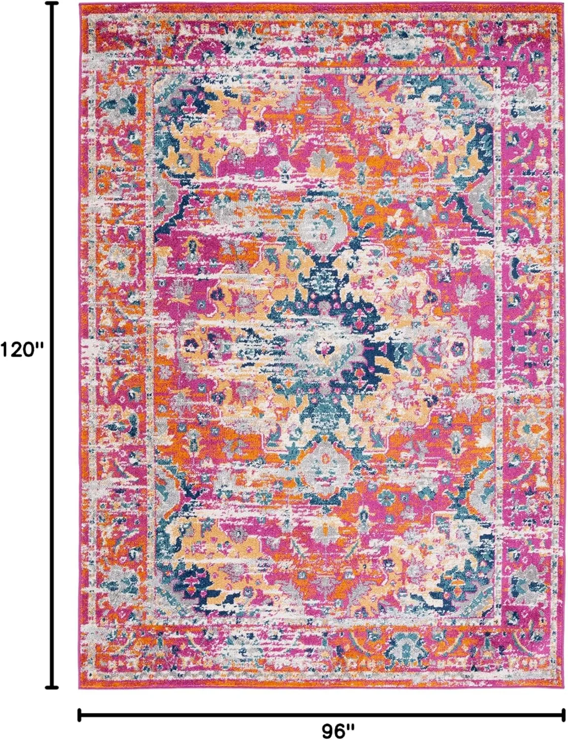 SAFAVIEH Area Rug 8x10 - Madison Collection - Large - Fuchsia & Gold, Boho Chic Medallion Design, Non-Shedding & Easy Cleaning, Ideal for Living Room, Bedroom, Office, Dining Space (MAD154R)
