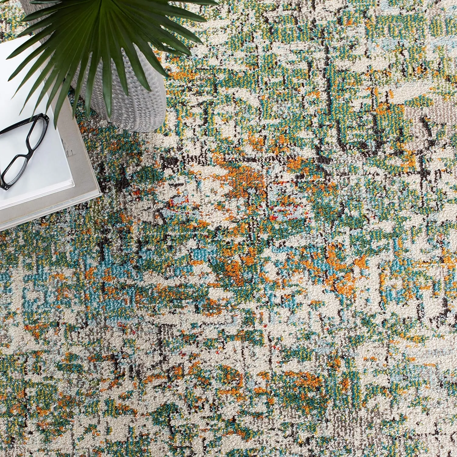 SAFAVIEH Area Rug 8x10 - Madison Collection - Large - Green & Turquoise, Modern Abstract Design, Non-Shedding & Easy Cleaning, Ideal for Living Room, Bedroom, Office, Dining Space (MAD460Y)